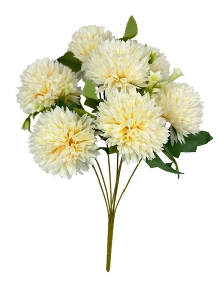 Yapay Çiçek Krizantem Krem Renk Kartopu Büyük Boy 7 Toplu 40cm - Resim 2