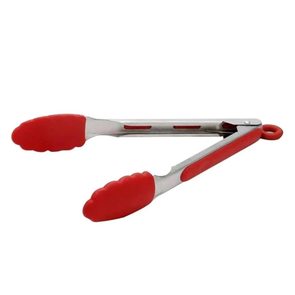 3B Trend Metal Kızartma Maşası Silikon Uçlu Maşa Kırmızı Renk ürün görseli 1