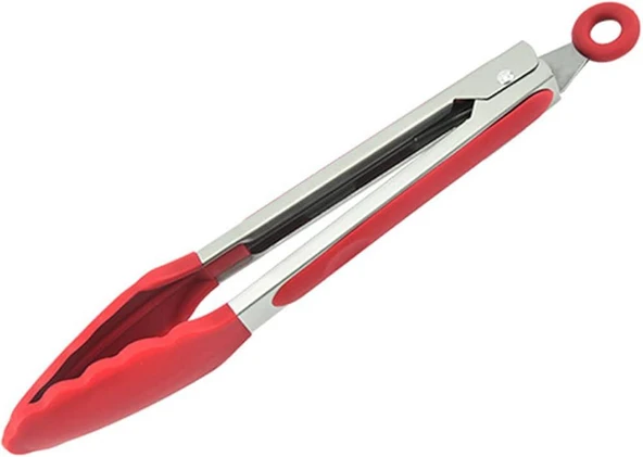 3B Trend Metal Kızartma Maşası Silikon Uçlu Maşa Kırmızı Renk - Resim 4