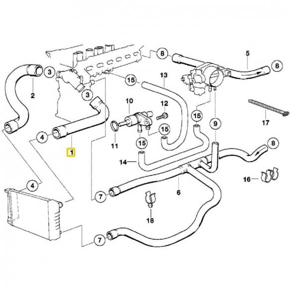 BMW E36 M50 VE M52 MOTOR RADYATÖR ÜST HORTUMU 11531720720 - Resim 2