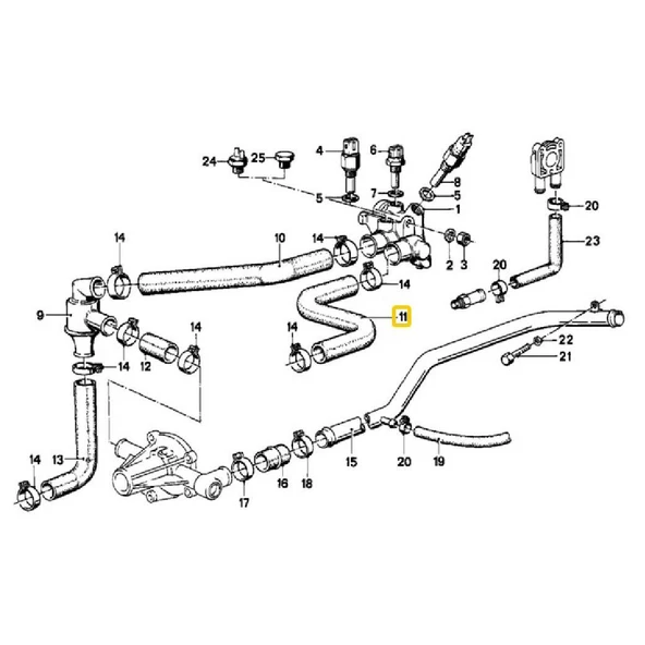 BMW E30 M10 MOTOR SU HORTUMU OEM NO 11531278909 - 2