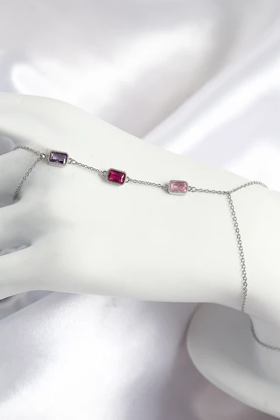 Pirinç Renkli Zirkon Taşlı Dikdörtgen Model Gümüş Renk Kadın Şahmeran EB-53-vice/(1395) 0660 ürün görseli 1