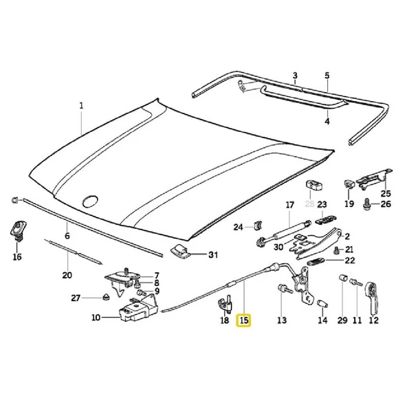 BMW E36 SEDAN VE COMPACT KAPUT TELİ 51231960853 - Resim 3
