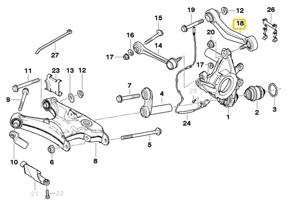 BMW E39 ARKA SAĞ SALINCAK KOLU 33326767832