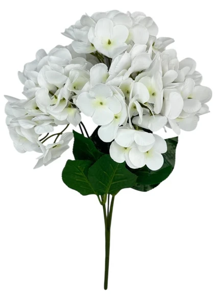 Yapay Çiçek Islak Ortanca Çiçeği Beyaz 45cm 5Dal Islak Gerçeksi Dokulu ürün görseli 1