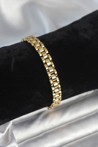 316L Çelik Gold Renk 7 mm Kalınlık Erkek Bileklik EB-53-vice/(1395) 1801 ürün görseli 1