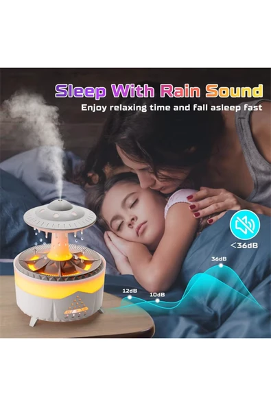 Leerfei  V56 Aroma Difüzör ve Ortam Nemlendirici - Dinlendirici  Renkli Işık, 350ml Kapasite - Resim 6