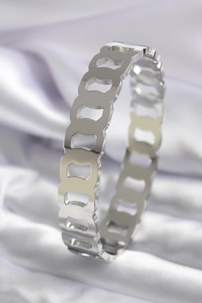 316L Çelik Gümüş Renk Geçme Halka Model Kadın Kelepçe EB-53-vice/(1395) 2217 ürün görseli 1