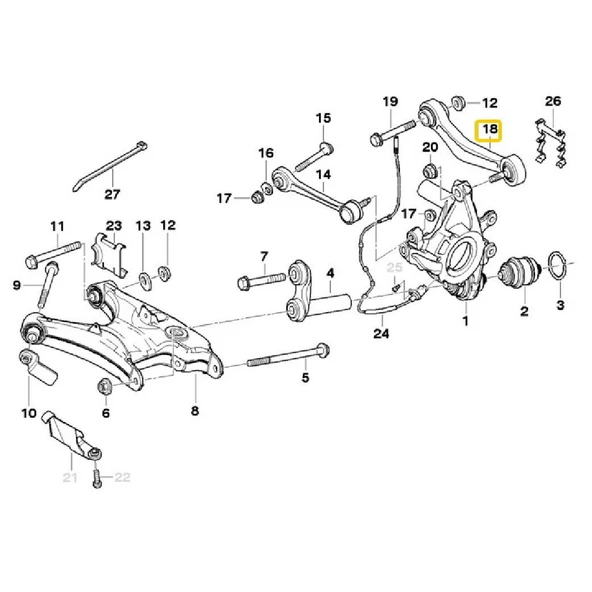 BMW E39 FROW ARKA SOL SALINCAK KOLU OEM NO 33326767831 - 2