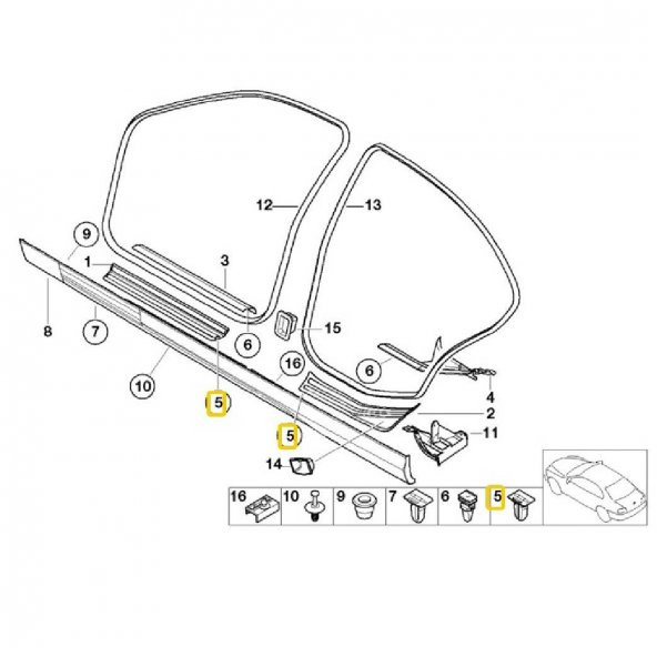 BMW KAPI EŞİK KAPLAMA KLİPSİ 5 ADET 51471840960 - Resim 2