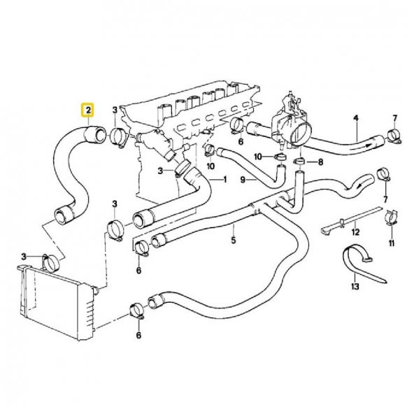 BMW E34 M50 MOTOR RAPRO RADYATÖR ALT HORTUMU 11531722852 - 2