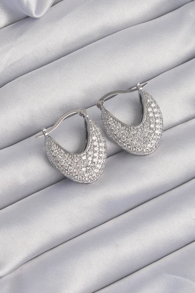 Pirinç Gümüş Renk Zirkon Taşlı Badem Model Küpe EB-53-vice/(1395) 3010 ürün görseli 1