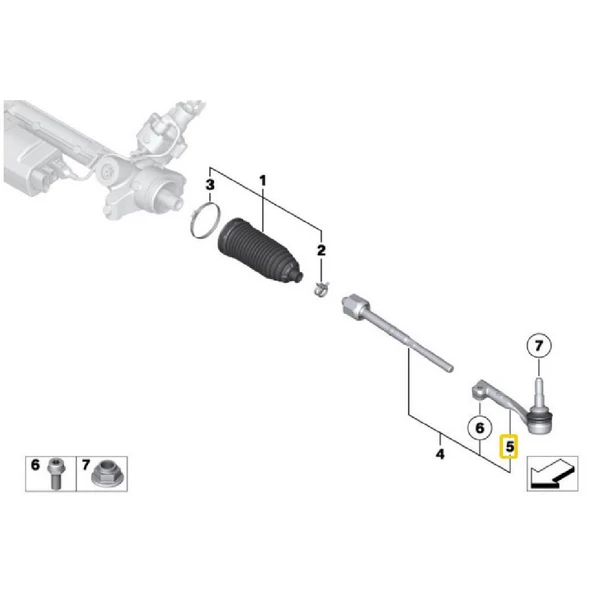 BMW 1SERİ 3 SERİ Z4 VE X1 SOL ROT BAŞI OEM NO 32106767781 - Resim 2