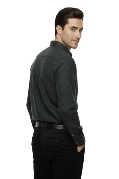 Erkek Kışlık Uzun Kol Çift Cepli Gömlek 4046 BGL-ST04995 - Resim 11