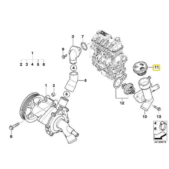 MİNİ R50 VE R52 W10 MOTOR FEBİ MOTOR SU KAPAĞI 11531486703 - 3