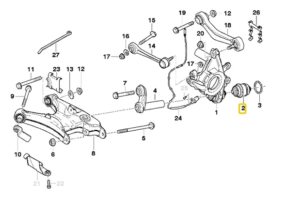 BMW E38 E39 E60 E63 E65 VE E53 AYD ARKA OYNAK BURÇ 33326767748 ürün görseli