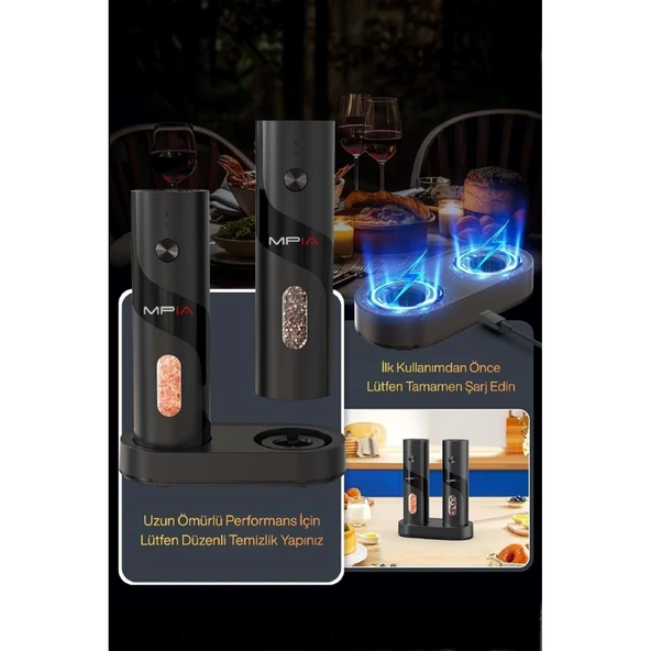 MPIA PG-5 Şarjlı Baharat Öğütücü İkili Set 100ML Hazne - Resim 8