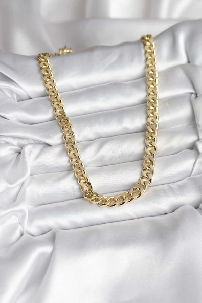 14K Gold Renk Kaplama Kalın Zincir Model CM Kadın Kolye EB-53-vice/(1395) 4893 - Resim 2