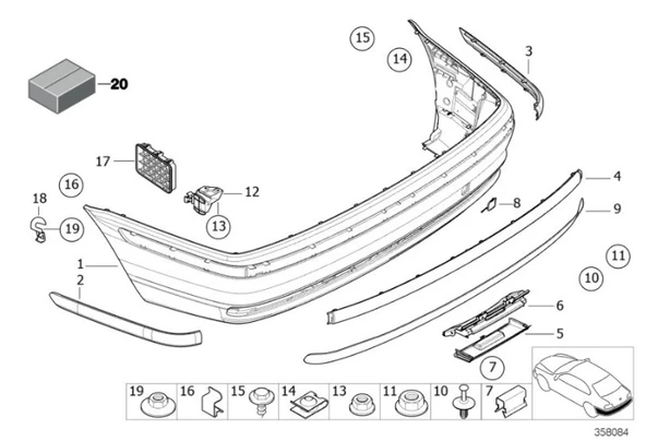 BMW E46 - 09.2001 ARKA TAMPON ÇEKİ KAPAĞI 51128215120 - Resim 3