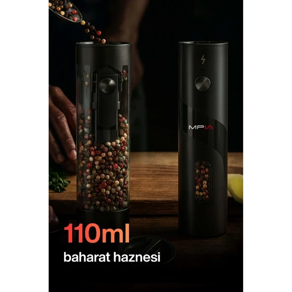 MPIA PG-5 Şarjlı Baharat Öğütücü İkili Set 100ML Hazne - Resim 6