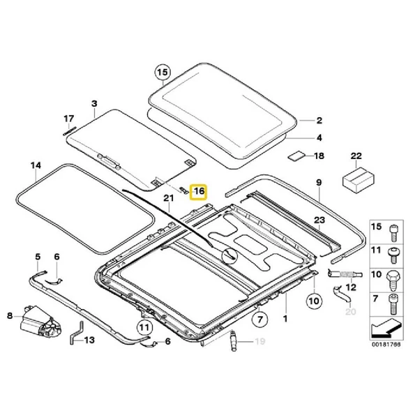 BMW E46 SUNROOF BAKALİTİ SOL OEM NO 54137134516 - Resim 2