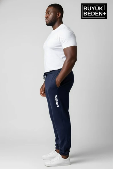 Erkek Büyük Beden BROOKLYN Baskılı Paça Lastikli  Jogger İnce Eşofman Altı  SPR26BEA951-2 - Resim 5