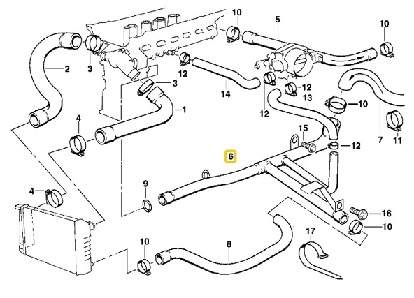 BMW E36 E38 E39 VE Z3 M52 MOTOR KALÖRİFER BORUSU 11531433059 - Resim 5