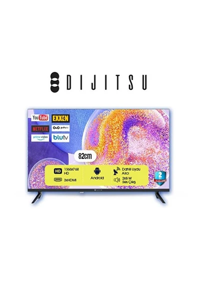 Dijitsu 32 DS 10000 HD 32" 82 Ekran Uydu Alıcılı Android Smart LED TV ürün görseli 1