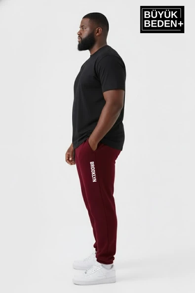 Erkek Büyük Beden BROOKLYN Baskılı Paça Lastikli  Jogger İnce Eşofman Altı  SPR26BEA951-2 - Resim 2