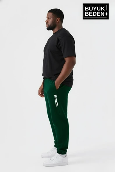 Erkek Büyük Beden BROOKLYN Baskılı Paça Lastikli  Jogger İnce Eşofman Altı  SPR26BEA951-2 - Resim 3