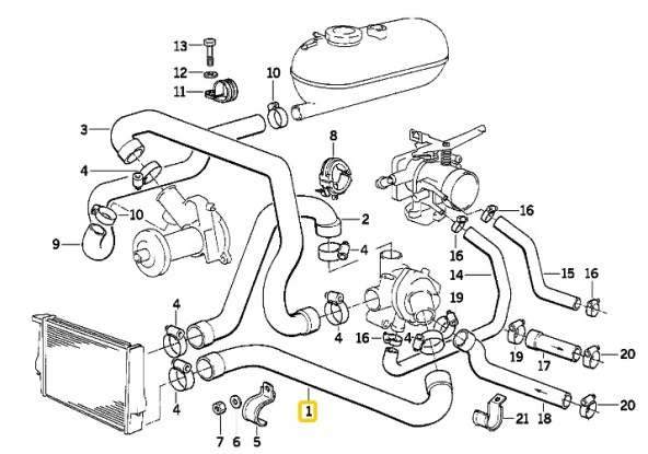 BMW E21 E28 E30 M20 MOTOR RADYATÖR ALT HORTUMU 11531278925 - Resim 4