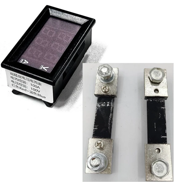 YATE10 DC 0-100V 0-100A Voltampermetre+Şönt Bara Direnci - Resim 3