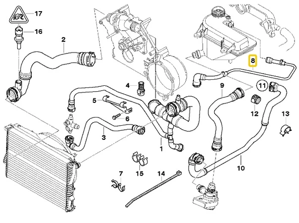 BMW E53 X5 M62 MOTOR RADYATÖR SU DEPO HORTUMU 11531439123 - Resim 5