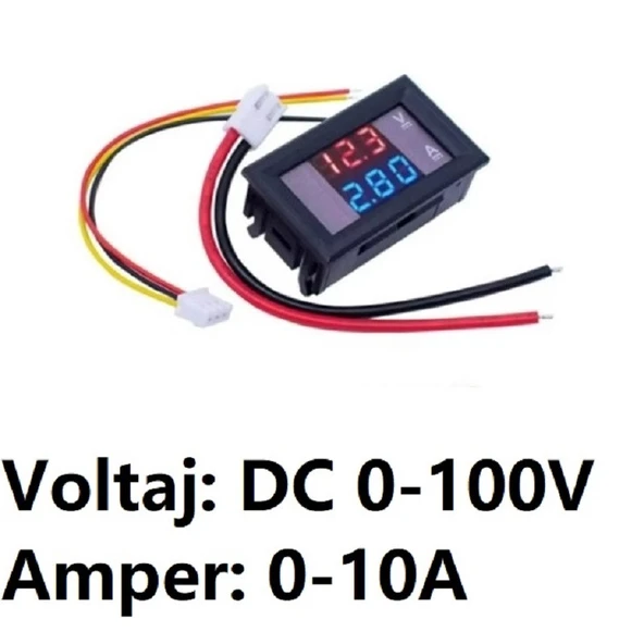 YATE10 DC 0-100V 0-10A Voltampermetre - Resim 2