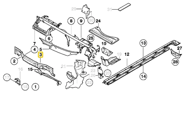 BMW E39 09.1998 - ÖN GÖĞÜS PANELİ İÇ BAKALİT 51718158237 - Resim 4