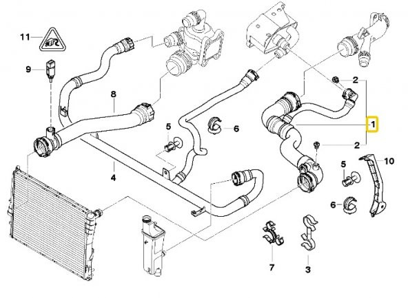 BMW E46 N40 N42 N45 N46 MOTOR RADYATÖR ÜST HORTUMU 17127520668 - 5