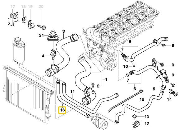 BMW E38 VE E39 M52 M54 MOTOR YEDEK SU DEPO HORTUMU 11531438633 - 5