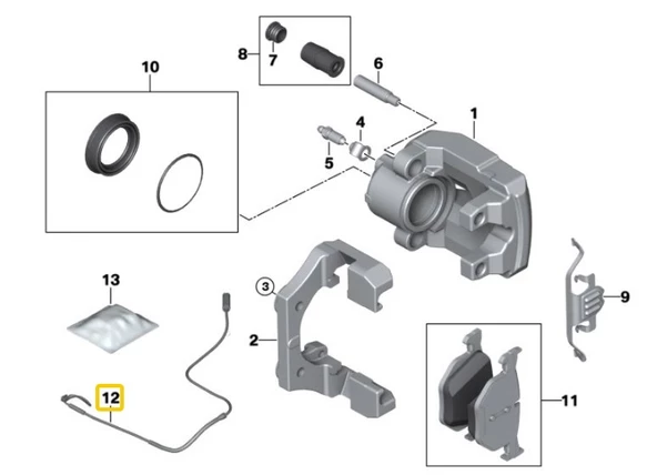 BMW X5 E70 VE X6 E71 ARKA FREN BALATA SENSÖRÜ 34356789505 ürün görseli