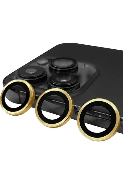 HarmonyAura iPhone 14 Pro Max Raze Metal Kamera Lens - Gold ürün görseli 1