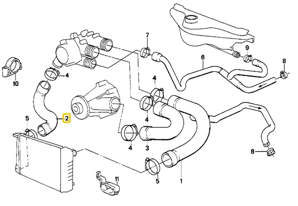 BMW E24 E32 E34 M30 MOTOR MEYLE RADYATÖR ALT HORTUM 11531713221