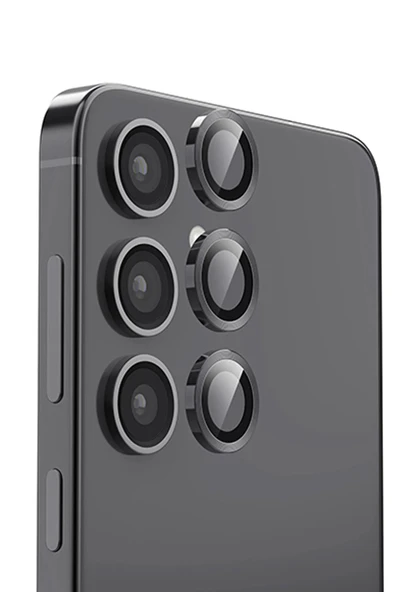 HarmonyAura Samsung Galaxy S25 Plus Raze Metal Kamera Lens - Siyah ürün görseli 1
