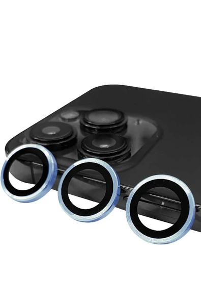 HarmonyAura iPhone 13 Pro Max Raze Metal Kamera Lens - Mavi ürün görseli 1