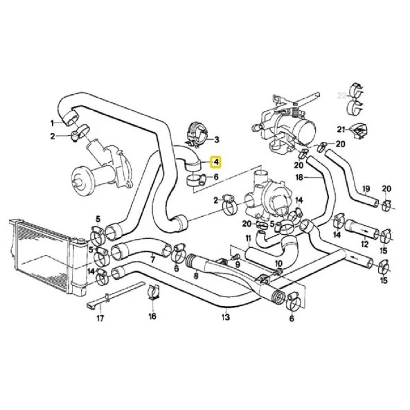 BMW E34 M20 MOTOR RADYATÖR ÜST HORTUMU 11531722215 - 4