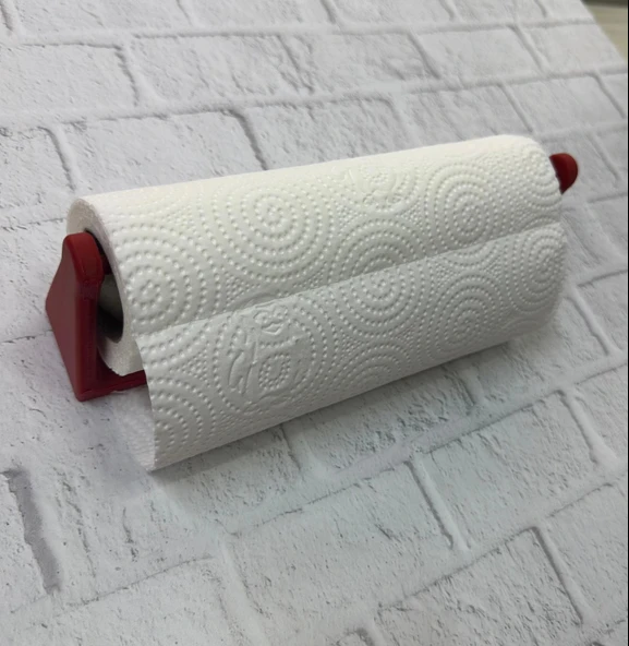 Kırmızı Peçete Tutucu Dayanıklı Duvar Tipi Kağıt Havlu Askısı - Resim 4