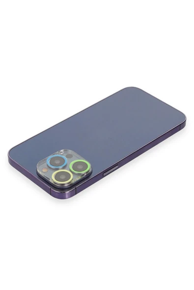 HarmonyAura iPhone 12 Pro Max Renkli Kamera Lens Koruma Cam - Yeşil-Sarı - Resim 2