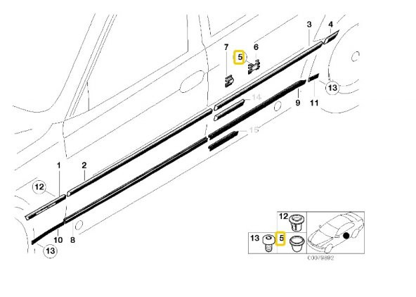 BMW E36 E38 E39 E46 VE Z8 KAPI ÇITA KLİPS LASTİĞİ 5 ADET 51131960127 - 4