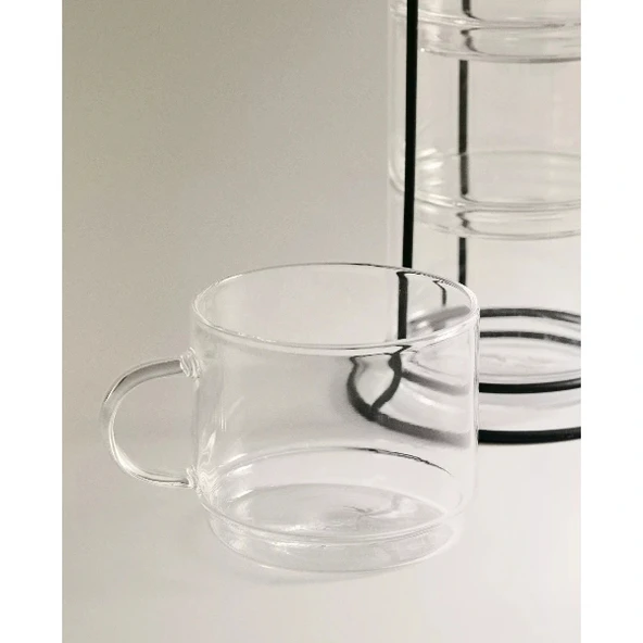 Standlı Borosilikat 4'lü Fincan Seti - Resim 2