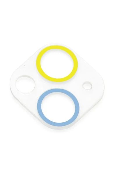 HarmonyAura iPhone 13 Mini Renkli Kamera Lens Koruma Cam - Sarı-Mavi - Resim 3