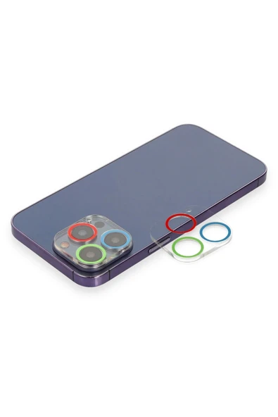 HarmonyAura iPhone 13 Pro Max Renkli Kamera Lens Koruma Cam - Mavi-Yeşil ürün görseli 1