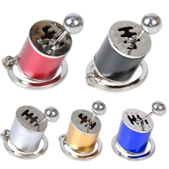 Hareketli Araba Vites Anahtarlık Altı Hız Manuel Vites Dişli Shifter Topuzu Metal Anahtarlık (5332) - Resim 3